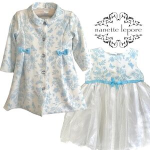 Nanette Baby 18 Month Toile Tulle Dress & Matching Peacoat Jacket- RARE
